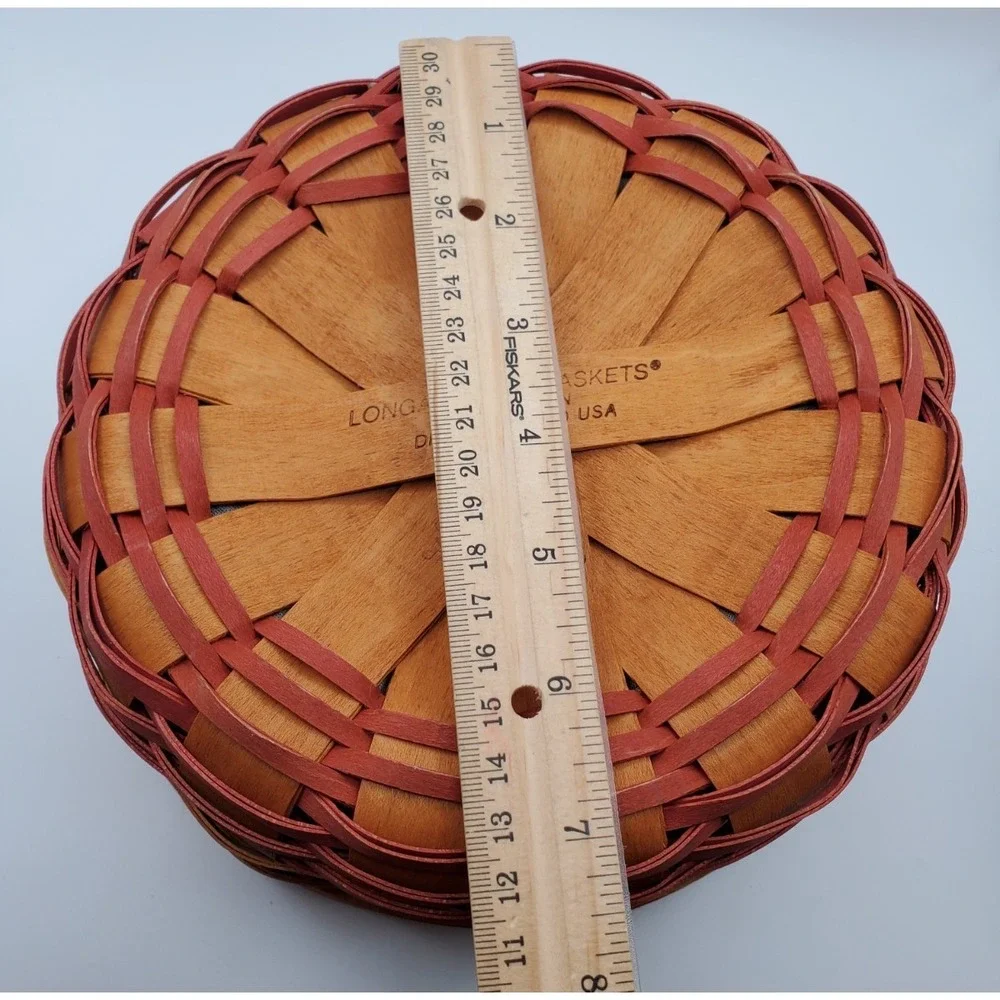 Longaberger Round Double Handle Basket Rose‎ Floral Liner & Protector